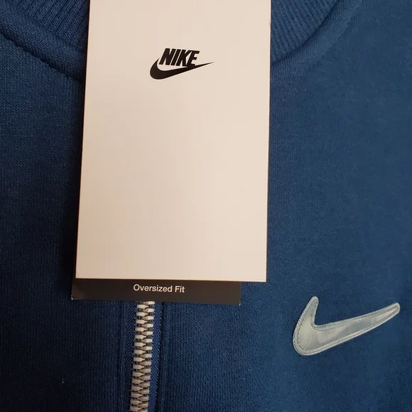 Nike Swoosh fleece half zip oversized sweatshirt teal blue womens - Picture 7 of 7